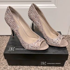 INC Neutral Rhinestone Heels Size 10